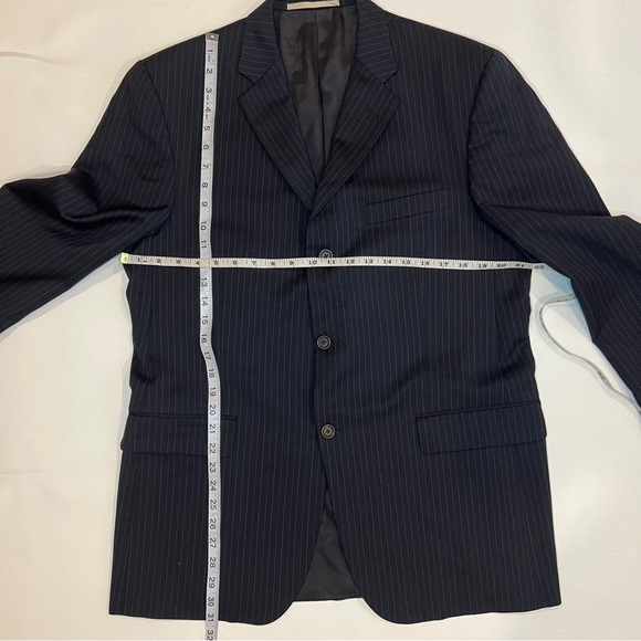 BURBERRY LONDON 100% WOOL Navy Blue Striped Suit Blazer MDL LBS41 Size 42 REG - Picture 14 of 14